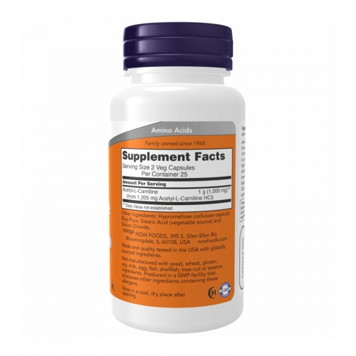 Acetyl L-Carnitine 500mg - 100 vcaps 100-27-4487791-20 Now Foods Acetyl L-Carnitine 500mg - 100 vcaps 100-27-4487791-20 Now Foods