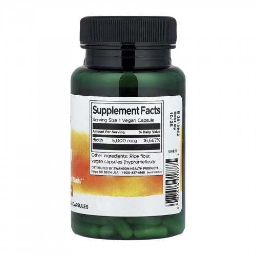 Biotin 5000mcg - 100 caps 100-17-9652087-20 Swanson Biotin 5000mcg - 100 caps 100-17-9652087-20 Swanson
