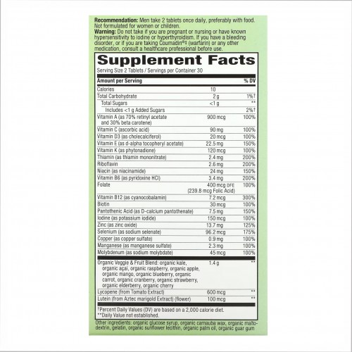 Alive Organic Garden Goodness Men - 60 tabs 2022-10-1042 Nature's Way Alive Organic Garden Goodness Men - 60 tabs 2022-10-1042 Nature's Way