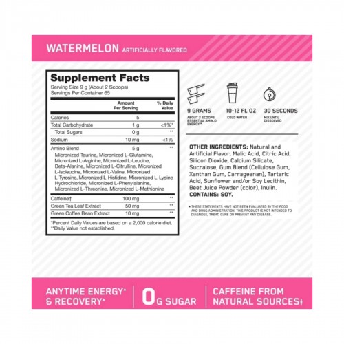 Amino Energy - 270g Watermelon 2023-10-2771 Optimum Nutrition Amino Energy - 270g Watermelon 2023-10-2771 Optimum Nutrition
