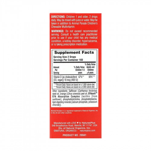 Kids Vit D3 400 IU - 10 ml 2023-10-6471 Nature's Plus Kids Vit D3 400 IU - 10 ml 2023-10-6471 Nature's Plus