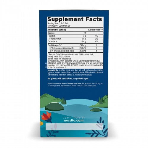 Arctic Cod Liver Oil - 90 softgels 2023-10-5974 Nordic Naturals Arctic Cod Liver Oil - 90 softgels 2023-10-5974 Nordic Naturals