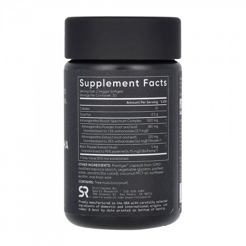 Ashwagandha 500mg - 60 veggie softgels 2023-10-6169 Sport Research Ashwagandha 500mg - 60 veggie softgels 2023-10-6169 Sport Research