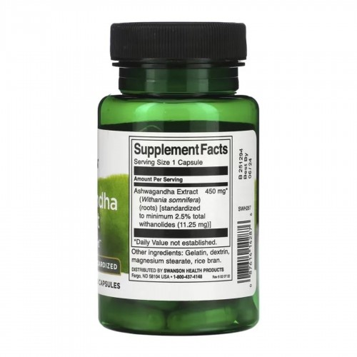 Ashwagandha Extract Standardized 450mg - 60 caps 2023-10-4056 Swanson Ashwagandha Extract Standardized 450mg - 60 caps 2023-10-4056 Swanson
