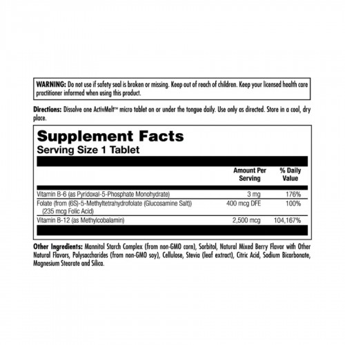 B6 B12 Methyl Folate - 60 tabs Mixed Berry 2023-10-4415 KAL B6 B12 Methyl Folate - 60 tabs Mixed Berry 2023-10-4415 KAL