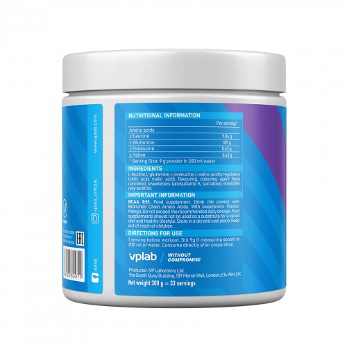 BCAA 8:1:1 - 300g Mango 2023-10-5724 VPLab BCAA 8:1:1 - 300g Mango 2023-10-5724 VPLab