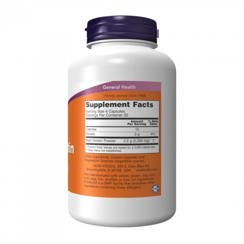Beef Gelatin 550 mg - 200 caps 2023-10-2513 Now Foods Beef Gelatin 550 mg - 200 caps 2023-10-2513 Now Foods