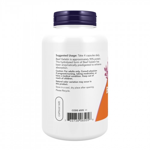 Beef Gelatin 550 mg - 200 caps 2023-10-2513 Now Foods Beef Gelatin 550 mg - 200 caps 2023-10-2513 Now Foods