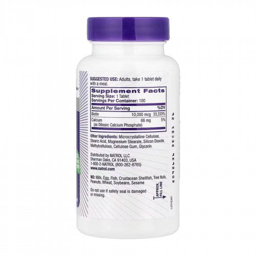 Biotin 10,000mcg - 100 tabs 100-25-6725399-20 Natrol Biotin 10,000mcg - 100 tabs 100-25-6725399-20 Natrol
