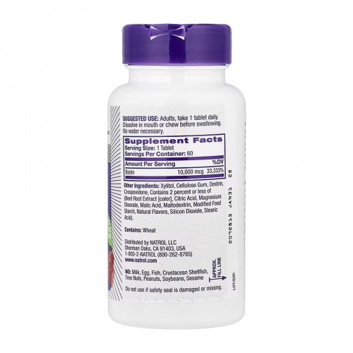 Biotin 10,000mcg - 60 tabs 100-82-8111495-20 Natrol Biotin 10,000mcg - 60 tabs 100-82-8111495-20 Natrol