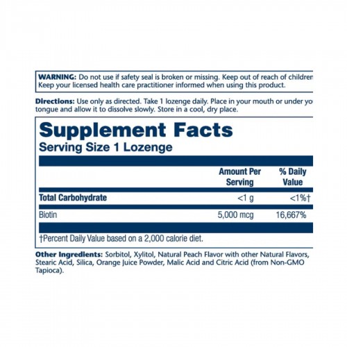 Solaray Biotin 5000mcg - 60 Lozenges Natural Peach, Strawberry, Banana 2022-10-1794 Solaray Biotin 5000mcg - 60 Lozenges Natural Peach, Strawberry, Banana 2022-10-1794