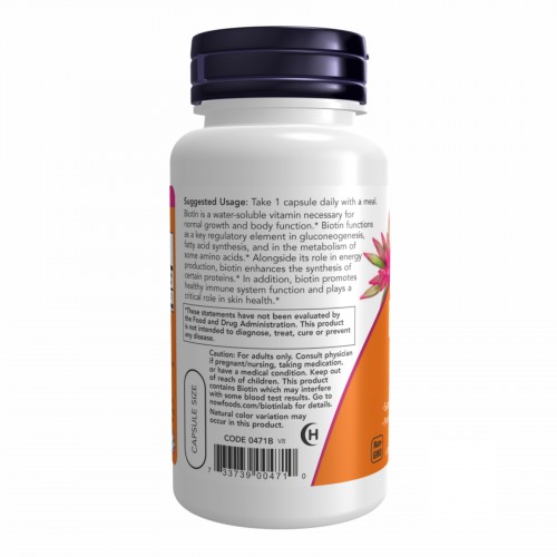 BIOTIN 5000mcg - 60 vcaps 2022-10-0566 Now Foods BIOTIN 5000mcg - 60 vcaps 2022-10-0566 Now Foods