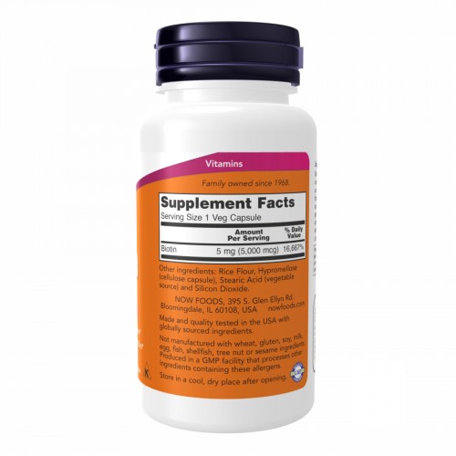 BIOTIN 5000mcg - 60 vcaps 2022-10-0566 Now Foods BIOTIN 5000mcg - 60 vcaps 2022-10-0566 Now Foods