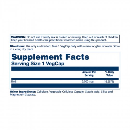 Solaray Biotin Timed-Release 5000mcg - 60 vcaps 2023-10-3023 Solaray Biotin Timed-Release 5000mcg - 60 vcaps 2023-10-3023
