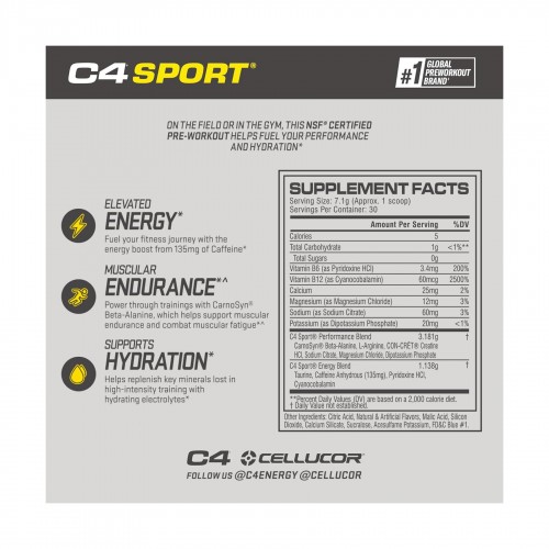 C4 Pre Workout - 213g Blue Raspberry 2023-10-4779 Cellucor C4 Pre Workout - 213g Blue Raspberry 2023-10-4779 Cellucor