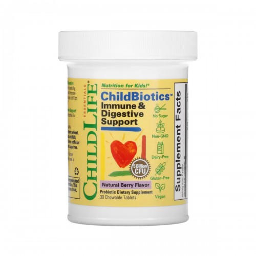 ChildBiotics Immune + Digestive Support - 30 Chewable tabs Natural Berry 2023-10-3709 ChildLife Essentials ChildBiotics Immune + Digestive Support - 30 Chewable tabs Natural Berry 2023-10-3709 ChildLife Essentials