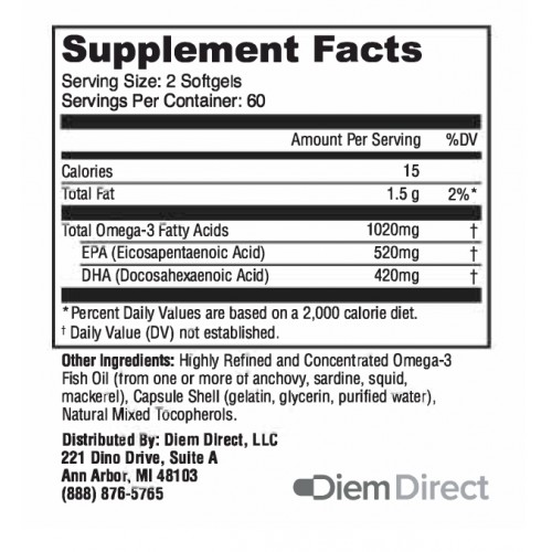 OmneDiem Clean Omega 3 - 120 Softgels 2022-10-2780 OmneDiem Clean Omega 3 - 120 Softgels 2022-10-2780