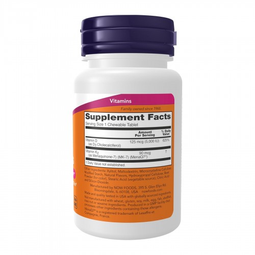 Now Foods D3 + K2 Chewables - 90 tabs 2024-11-0605 Now Foods D3 + K2 Chewables - 90 tabs 2024-11-0605