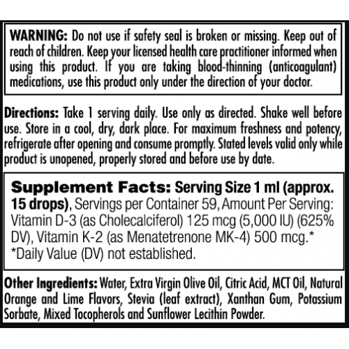D3 K2 DropIns 125mcg - 2 oz Citrus 2022-10-0998 KAL D3 K2 DropIns 125mcg - 2 oz Citrus 2022-10-0998 KAL