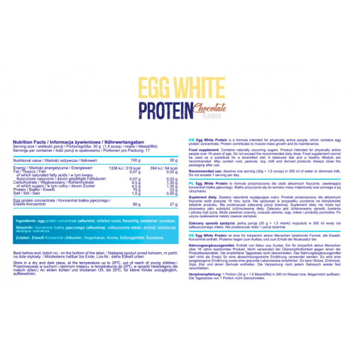 Egg White Protein - 510g Chocolate 100-67-4707466-20 AllNutrition Egg White Protein - 510g Chocolate 100-67-4707466-20 AllNutrition