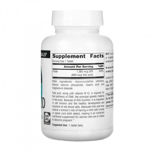 Folic Acid 800 mcg - 200 tabs 2023-10-5120 Source Naturals Folic Acid 800 mcg - 200 tabs 2023-10-5120 Source Naturals