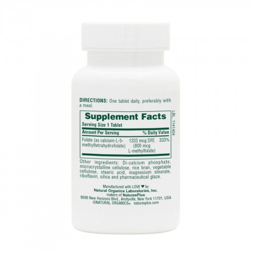 Folic Acid 800mcg - 90 tabs 2023-10-3227 Nature's Plus Folic Acid 800mcg - 90 tabs 2023-10-3227 Nature's Plus