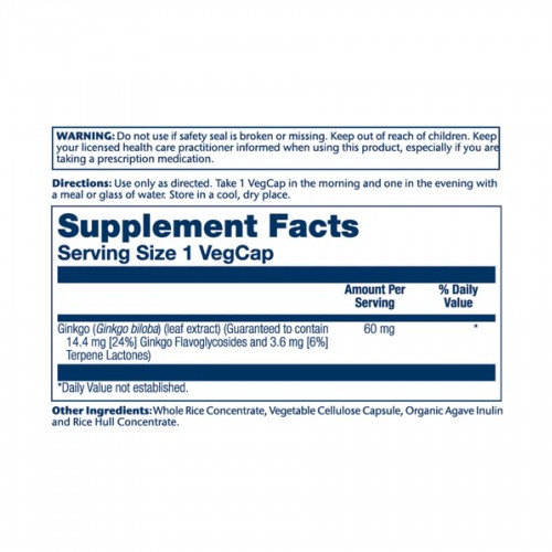 Ginkgo Biloba Leaf Extract 60mg - 60 vcaps 2023-10-2381 Solaray Ginkgo Biloba Leaf Extract 60mg - 60 vcaps 2023-10-2381 Solaray