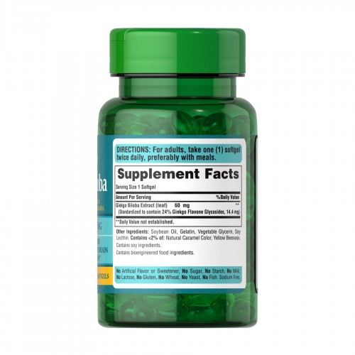 Ginkgo Biloba Standardized Extract 60 mg - 120 softgels 2023-10-6439 Puritans Pride Ginkgo Biloba Standardized Extract 60 mg - 120 softgels 2023-10-6439 Puritans Pride