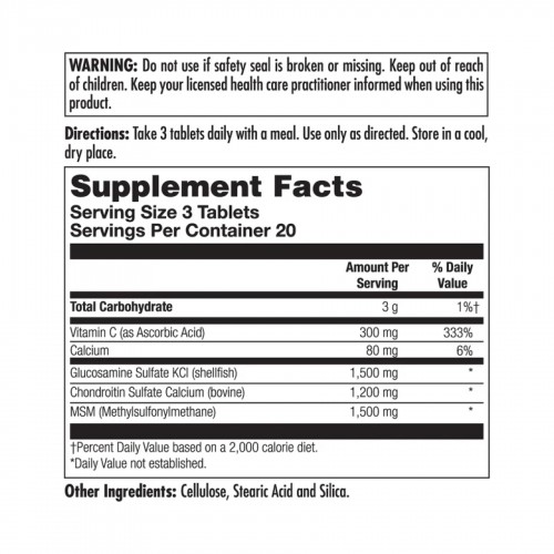 Glucosamine Chondroitin MSM - 60 tabs 2023-10-3158 KAL Glucosamine Chondroitin MSM - 60 tabs 2023-10-3158 KAL