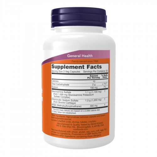 Glucosamine & Chondroitin with MSM - 180 vcaps 2023-10-3872 Now Foods Glucosamine & Chondroitin with MSM - 180 vcaps 2023-10-3872 Now Foods