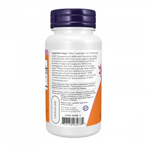 Glucosamine & MSM - 60 caps 2023-10-3796 Now Foods Glucosamine & MSM - 60 caps 2023-10-3796 Now Foods