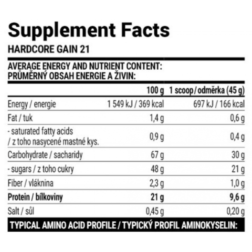 Extrifit Hardcore Gain21 - 3000g Vanilla 100-75-7583358-20 Extrifit Hardcore Gain21 - 3000g Vanilla 100-75-7583358-20
