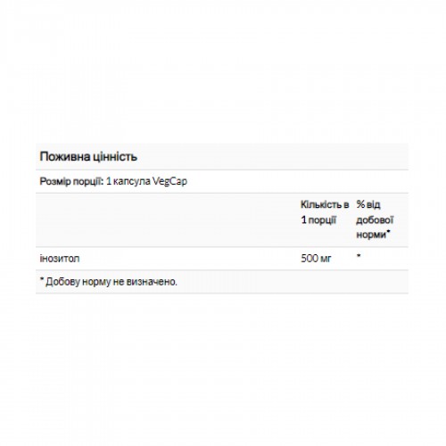 Inositol 500mg - 100 vcaps 2023-10-3208 Solaray Inositol 500mg - 100 vcaps 2023-10-3208 Solaray