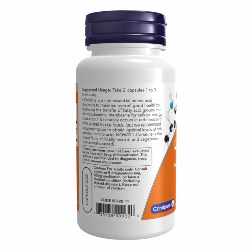 L-Carnitine 250mg - 60 vcaps 2022-10-1398 Now Foods L-Carnitine 250mg - 60 vcaps 2022-10-1398 Now Foods