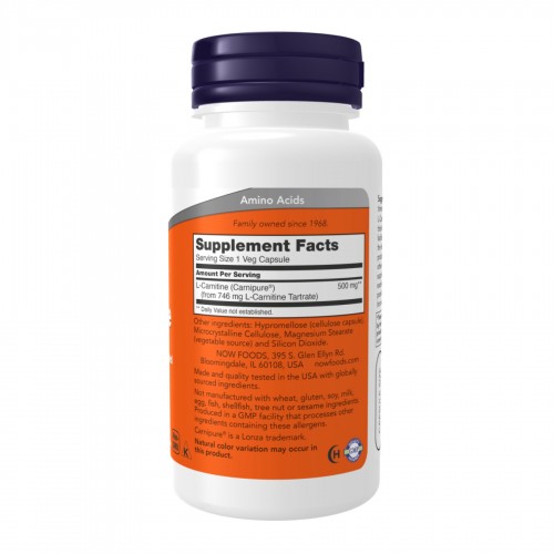 L-Carnitine 500mg - 180 caps 2023-10-4515 Now Foods L-Carnitine 500mg - 180 caps 2023-10-4515 Now Foods