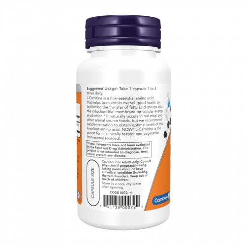 L-Carnitine 500mg - 60 vcaps 2022-10-1991 Now Foods L-Carnitine 500mg - 60 vcaps 2022-10-1991 Now Foods