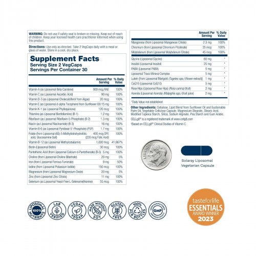 Liposomal Multivitamin Universal - 60 vcaps 2023-10-6788 Solaray Liposomal Multivitamin Universal - 60 vcaps 2023-10-6788 Solaray