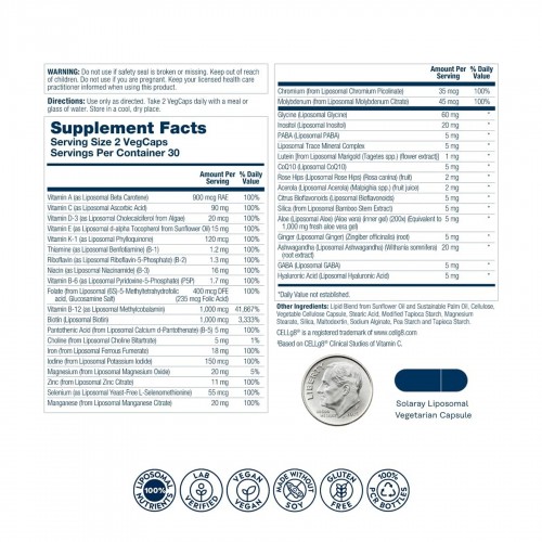 Solaray Liposomal Multivitamin Womens - 60 vcaps 2023-10-6774 Solaray Liposomal Multivitamin Womens - 60 vcaps 2023-10-6774