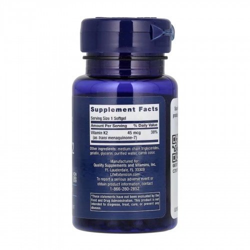 Low Dose Vitamin K2 45 mcg - 90 softgels 2023-10-5209 Life Extension Low Dose Vitamin K2 45 mcg - 90 softgels 2023-10-5209 Life Extension