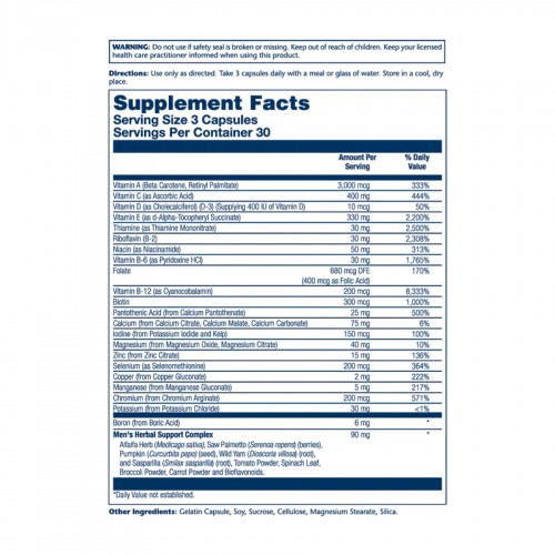 Solaray Men's Golden Multi-Vitamin - 90 caps 2023-10-2135 Solaray Men's Golden Multi-Vitamin - 90 caps 2023-10-2135