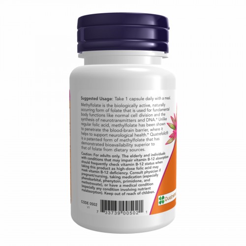 Methyl Folate 5000 mcg - 50 vcaps 2022-10-1432 Now Foods Methyl Folate 5000 mcg - 50 vcaps 2022-10-1432 Now Foods