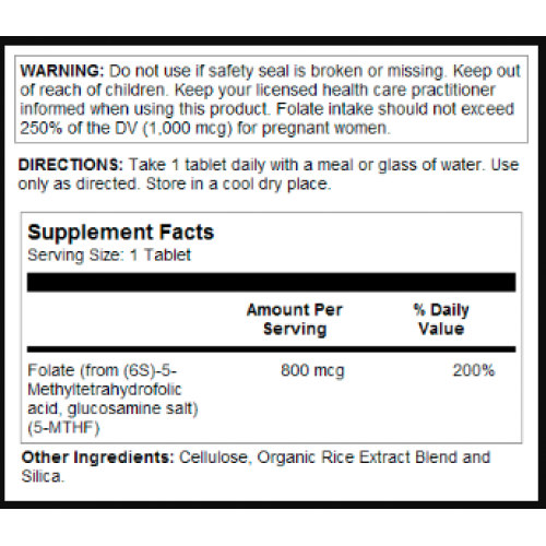 Methyl Folate 800mcg - 90 tabs 2022-10-1014 KAL Methyl Folate 800mcg - 90 tabs 2022-10-1014 KAL