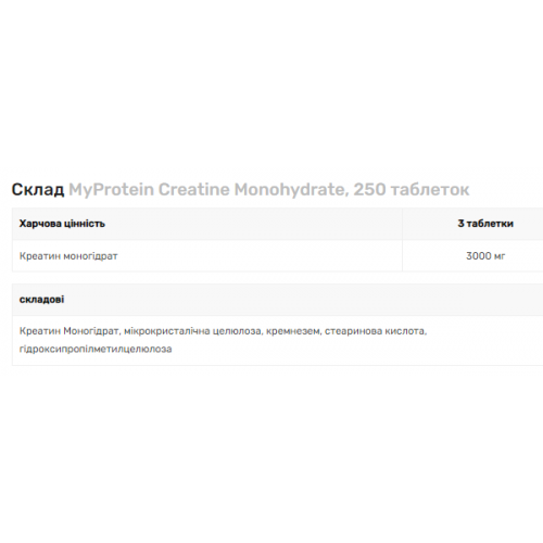 Creatine Monohydrate - 250 tabs 100-74-3938119-20 MyProtein Creatine Monohydrate - 250 tabs 100-74-3938119-20 MyProtein