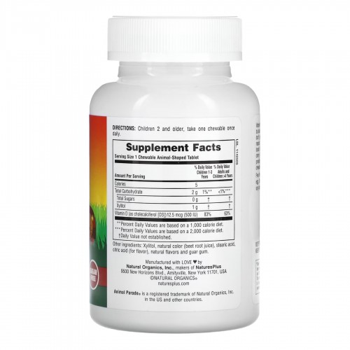 Kids Vit D3 Chewable Sugarfree 500 IU - 90 tabs 2022-10-2845 Nature's Plus Kids Vit D3 Chewable Sugarfree 500 IU - 90 tabs 2022-10-2845 Nature's Plus