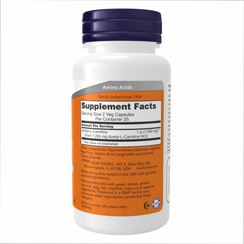 Acetyl L-Carnitine 500mg - 200 vcaps 2022-10-0652 Now Foods Acetyl L-Carnitine 500mg - 200 vcaps 2022-10-0652 Now Foods