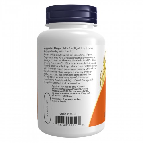 Borage Oil 1000mg - 60 sgels 2022-10-2370 Now Foods Borage Oil 1000mg - 60 sgels 2022-10-2370 Now Foods
