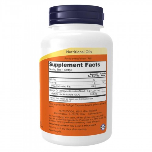 Borage Oil 1000mg - 60 sgels 2022-10-2370 Now Foods Borage Oil 1000mg - 60 sgels 2022-10-2370 Now Foods