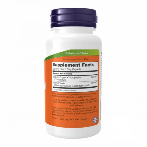 Chlorophyll 100 mg - 90 vcaps 2022-10-0080 Now Foods Chlorophyll 100 mg - 90 vcaps 2022-10-0080 Now Foods