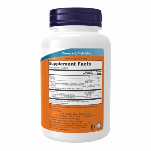 Cod Liver Oil 1000mg - 90 sgels 2022-10-0064 Now Foods Cod Liver Oil 1000mg - 90 sgels 2022-10-0064 Now Foods