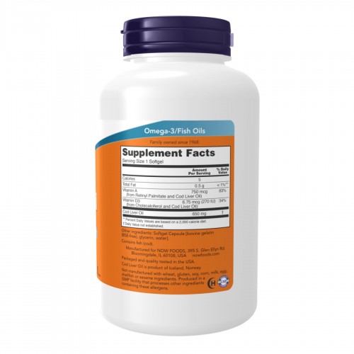 Cod Liver Oil 650mg - 250 sgels 2022-10-2375 Now Foods Cod Liver Oil 650mg - 250 sgels 2022-10-2375 Now Foods